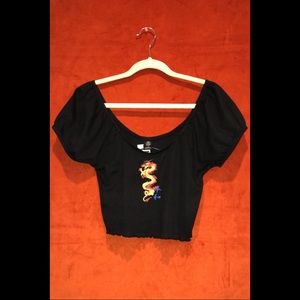 NWT UO Crop Off-Shoulder Dragon Top